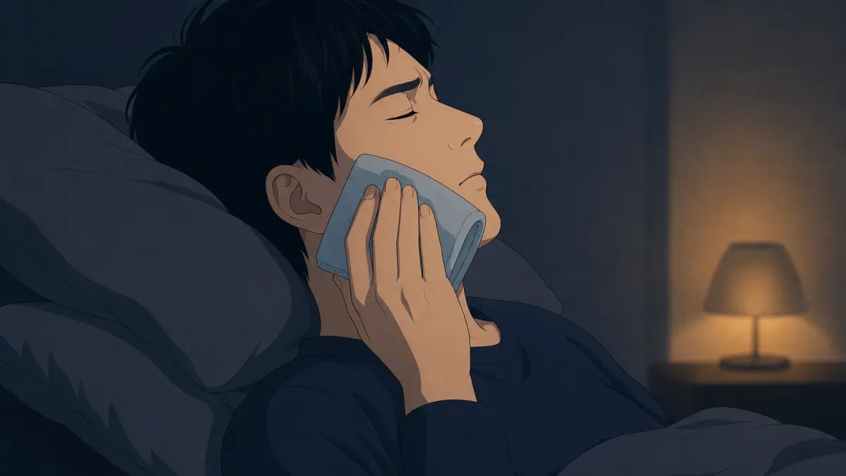 眠れない夜は上体を起こして頬を外側から冷やすことが当日の対処になる